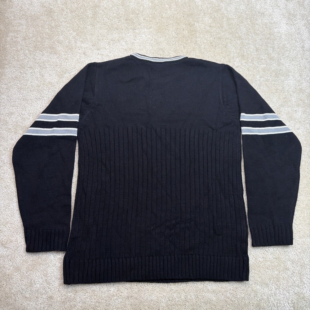 Vintage US Polo Assn Knit Sweater Mens Large Black White Spell Out Pullover - Picture 2 of 7